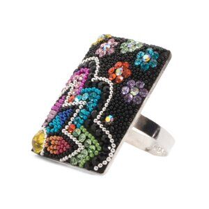 SEED & SAGE Multi Made In Mexico Sterling Silver Crystal Rectangle Ring